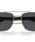 Gunmetal Rectangular Sunglasses With Double Bridge And Dark Grey Lenses, 60mm Frame, 100% UV Protection for Men and Women