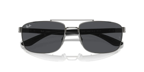 Gunmetal Rectangular Sunglasses With Double Bridge And Dark Grey Lenses, 60mm Frame, 100% UV Protection for Men and Women