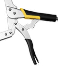 18 Inch C Type Welding Clamps Set Of 4 Beefy Locking Pliers Face Clamps For Clamping And Fixing Flat Surfaces And Round Objects Heavy Duty Secure Grip High Rigidity Tool Kit, close-up side view