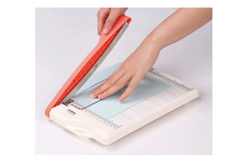No Drama Guillotine Paper Trimmer And Cutter Featuring Self Sharpening Blades And Raised Alignment Guide For Effortless Eight Point Five Inch Paper Slicing On Your Desk