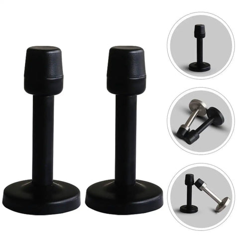 Stainless Steel Door Stopper Set With Anti Bump Tech For Home And Office No Slam Wall Saver Heavy Duty Door Buffer, black and silver finish