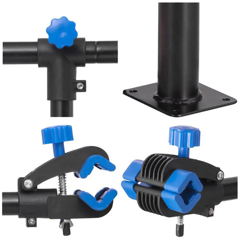 Close-up of clamps and mount from Wall Mount Bike Repair Stand With Telescoping Height From 18.9 to 27.2 Inches, 360 Degree Rotating Clamp