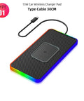 Hella Smooth 15W Wireless Charger Pad For Chevy Volt Bolt EV EUV Blazer Console with colorful LED and USB-C cable.
