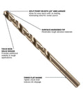 Cobalt M42 Drill Bit With Three Flat Shank Half Inch By Six Inch Pro Grade Heavy Duty Bit For Stainless Steel Cast Iron Titanium Aluminum And Light Gauge Metals