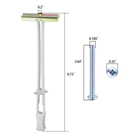 Drywall Anchors 3/16-24 Bolt Anchor For Hollow Walls, includes 20 anchors and 20 bolts, shown with dimensions.
