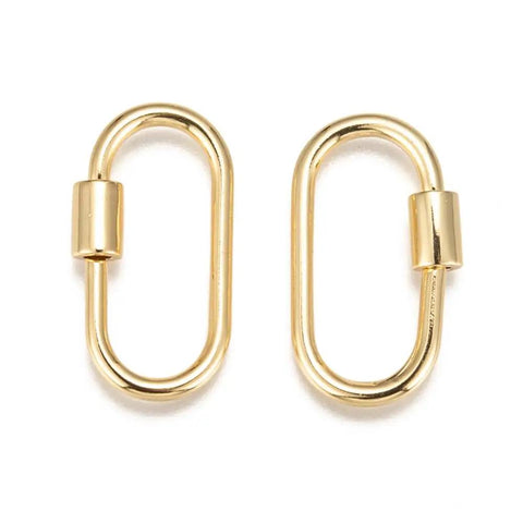 Golden Screw Carabiner Lock Charms Set For Jewelry Making Brass Oval Quick Clasp Connectors 10 Pcs Durable Jewelry Findings