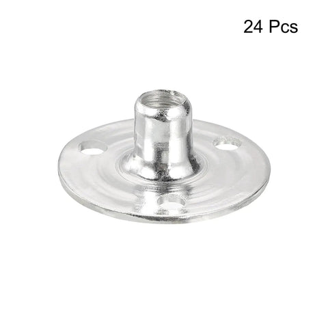Badass M6 Brad Hole Tee Nuts 24 Pack Heavy Duty Carbon Steel Round Base Screw In T Nuts with flanged female thread.