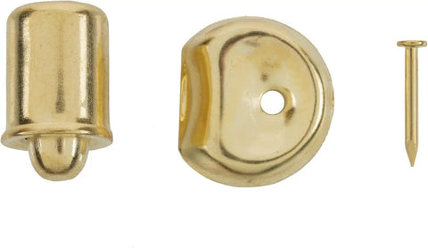 Slick Brass Plated Spring Loaded Bullet Catch With Striker Plate For Sliding Cabinet Doors, includes metal latch and pin.