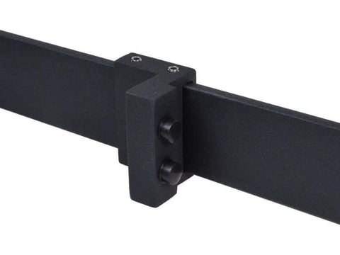 Close-up of Vintage Kate Sliding Barn Door Hardware Kit For One Door, 8 Foot Track With 2 X 1220mm Rails in matte black.