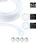 Clear PVC tubing, 1 in ID x 1-1/4 in OD, 10 ft, with four stainless steel hose clamps