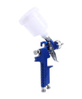 Precision Mini Gravity Feed HVLP Spray Paint Gun With 0.8mm Nozzle And 100ml Cup side view with stainless needle and cup.