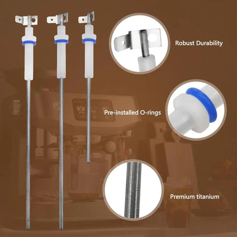 Premium Steam Probe Replacement Kit For Breville And Sage Dual Boiler Espresso Makers, featuring three durable probes with O-rings.