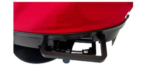 Bottom angle of 2750 25lb Nylon Bag Seeder And Spreader With Cross Shoulder Strap Red Precise Placement Side Spread Control