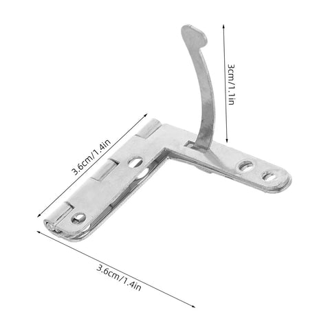 20Pcs 92 Degree Quadrant Lid Hinges 31x36mm Heavy Duty Folding Stay Hinges for wooden boxes with 8 holes, silver, shown unfolded