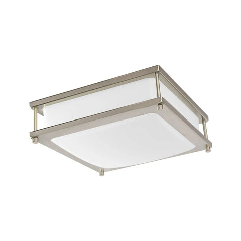 Light Up Your Space With This Dope 12 Inch LED Square Flush Mount Ceiling Light, 15W Double Ring, 4000K Neutral White, Brushed Nickel Finish