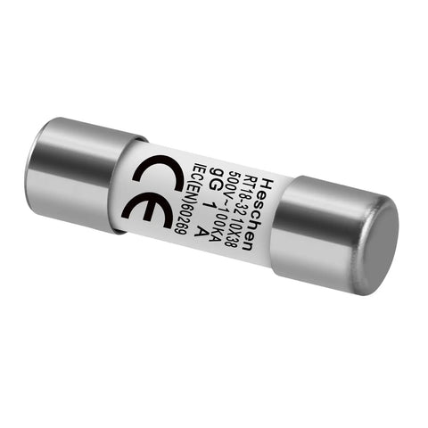 Industrial Grade Cylindrical Ceramic Fuse 10x38mm 1A 500V AC 100kA Gg Fast Acting Replacement for DIN Rail Control Panels