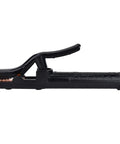 Black welding electrode holder with clamp, side view