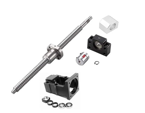 CNC Ballscrew Kit SFU RM2510 Plus Linear Guide Rail HGH25 2900mm with ball screw nut, BK BF20 end supports, coupler, nut housing, motor bracket.