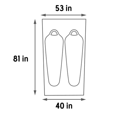 Diagram of Grand Mesa 2 Footprint for Tent Lightweight Water Resistant Ground Cloth Built for Grand Mesa 2 Person Tent 81x53 in