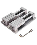 Tough As Nails CNC Bench Vise Offering Rock Solid Clamping And Thickened Hardened Screw Rod For Precision Machining And Two Row Mold Setup For Daily Shop Use, showing durable aluminum construction with dual jaws.