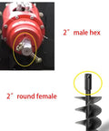 Heavy Duty 2 Inch Female Hex To 2 Inch Male Round Auger Shaft Adapter For Drill Attachments Converts Hex To Round Bolt Pin