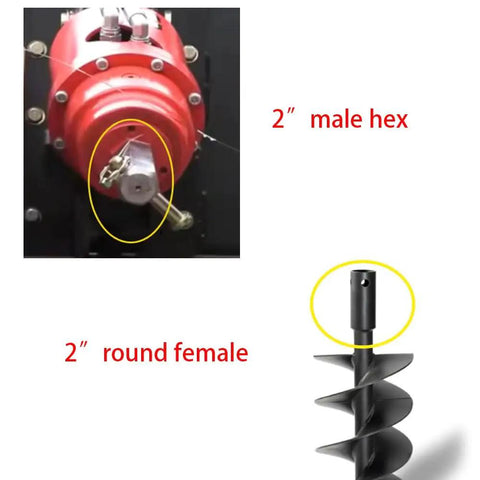 Heavy Duty 2 Inch Female Hex To 2 Inch Male Round Auger Shaft Adapter For Drill Attachments Converts Hex To Round Bolt Pin