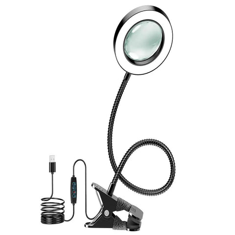 2 In 1 Magnifying Desk Lamp With Light And Timer For Craft And Sewing, Reading Or Close Work, 3 Color Modes, 10 Dimmable Brightness Levels