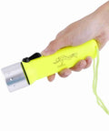 Person holding 180 Lumen LED Dive Flashlight With Fluorescent Green Body Submersible Underwater Torch and Handy Lanyard Strap