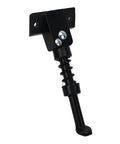Side view of Rugged Aluminum Alloy Scooter Kickstand Parking Stand Replacement Part Foot Support, black with bolts, for electric scooter.