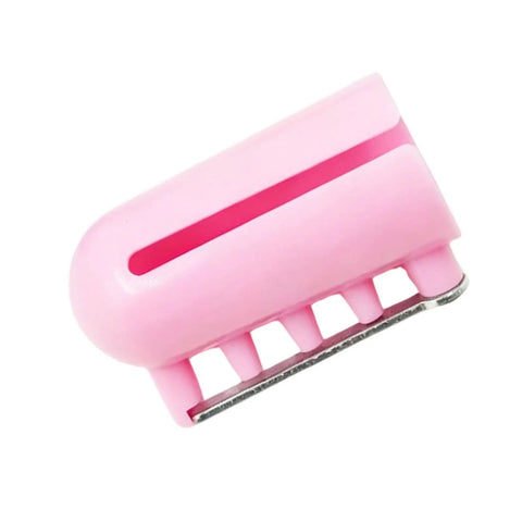 Finger Protector Sleeves for Easy Needle Threading in Crochet, Knitting, Sewing and Weaving with a Handy Threader Tool for Faster Stitches, Pro Grade Comfort, and Precise Crafting at Home and in the Studio, pink ABS finger sleeve with metal threader