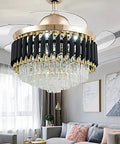 Experience The Refresh This Modern Invisible Ceiling Fan Lamp Brings with Whisper Quiet Operation Smooth Led Glows and Variable Speed Control Making It Perfect for Any Living Room Dining Room or Bedroom Setup where You Want Pure Chill Vibes - elegant ceiling fan lamp with crystal glass accents and gold details.