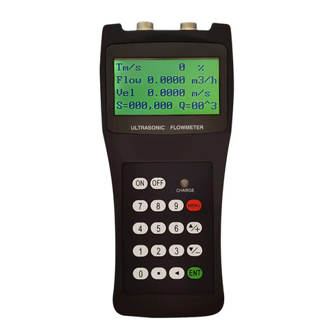 Kickass Boss Level Handheld Ultrasonic Liquid Flow Meter For Seawater And Industrial Sewage With Digital Display showing readings.