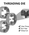 PVC Pipe Die Set Six Piece Round Die Kit For PVC Threading With Three NPT Dies One Half Inch Three Quarter Inch And One Inch details