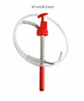 Manual Oil Transfer Pump Portable Siphon With Flexible Hose Handheld Pump for DIYers shown upright with red pump head