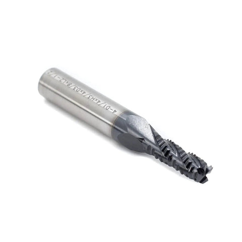 Roughing End Mill HSS Square Nose 4 Flute Fine Tooth Bit Three Eighths Inch Shank One Quarter Inch Cutting Diameter Pro Grade Titanium Coated