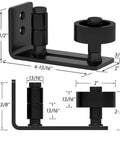 Dimensions and design of Sliding Barn Door Floor Guide 2 Pack For Bottom, 8 Setup Options, Matte Black Finish, Carbon Steel Construction
