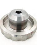 Waterjet cutting head mixing chamber nut 711589-1, stainless steel, front view