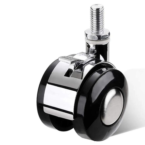 Heavy Duty 50Mm Twin Wheel Caster With M6 Threaded Stem Smooth Rollin Black Nylon furniture swivel strider with brake.