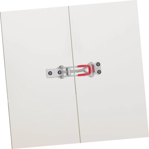 Heavy Duty Adjustable Toggle Latch Clamp Set Toolbox Cabinets Metal Drawers Galvanized Iron Pull Latch Buckle Joint Easy Install Corrosion Resistant Multipack Built Tough mounted on white cabinet doors