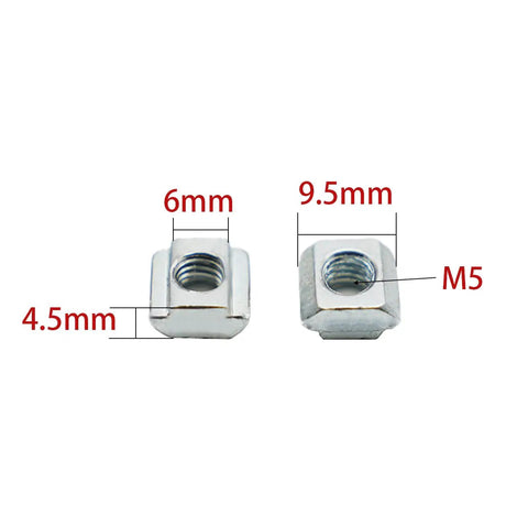Close-up of M5 T nuts for 4 Pack 78x78mm Corner Brackets for 2020 Aluminum Extrusion Profile 90 Degree Gusset