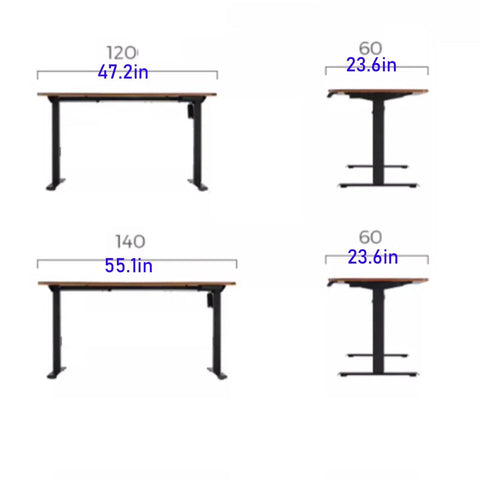 Adjustable Height Standing Desk With Four Memory Presets For Home Office Computer Workstation Natural Finish dimensions 120x60 cm and 140x60 cm
