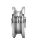 Top Shelf V Groove Ball Bearing V1804 2RS Sealed Guide Rail for Industrial Motors, side view of heavy duty steel component.