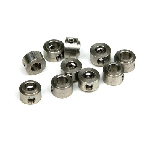Premium RC Airplane Parts Set Has Ten Pieces Of CNC Model Airplane Wheel Lock Collar Shaft Axle Landing Gear Stopper Kit Sizes 2.1 3.1 4.1 & 5.1 Mm Killer For Fix Wing Pilots Needin Durable Parts To Stay Locked Down While Flying. CNC metal RC airplane wheel lock collars set