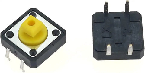 Red Tactile Microswitches 12x12x7.3mm 10 Pack Durable Long Life Touch Switches With Protected Pin Design For Home Appliances Audio Equipment Toys Mouse Business Machines And Electronics, yellow actuator