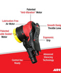 Side view of Central Vacuum Orbital Palm Sander And Polisher With Lubrication-Free Air Motor Anti-Vibration Technology