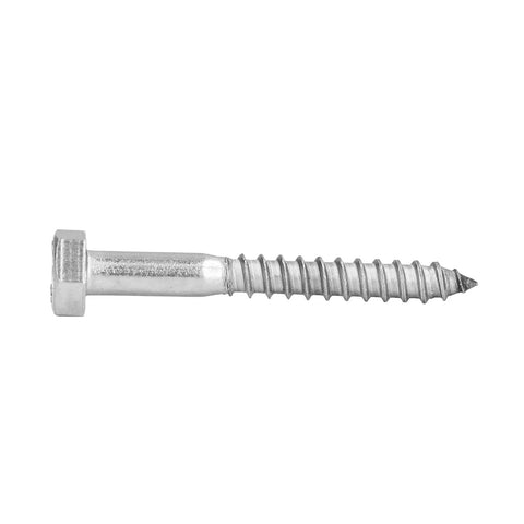 Side view of a Half Thread Hex Lag Screw from the Assortment Kit in A2 70 Stainless Steel DIN 571 M8 80mm for woodworking projects.
