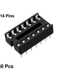 14 Pin DIP IC Socket Adaptor Dual Row 2.54mm Pitch Soldering Type With Flat Pins Black Plastic Housing Durable Contacts Great For Pro DIY Projects And Quick Prototyping 40 Pack