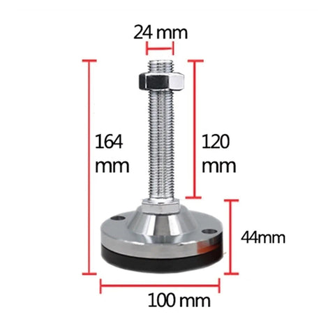 Heavy Duty Adjustable Furniture Leveling Feet With Non Slip Rubber Bottoms Rock Solid Screw Legs For Wobbly Tables Chairs Cabinets And Sofas Super Sturdy Carbon Steel Two Pack measuring 164mm height and 100mm base.