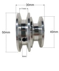 Aluminum Alloy Double Groove Pulley 40 To 50mm For 8 To 20mm Fixed Bore V Shape Timing Belt Or O Type Belt Motor Shaft Drive 10mm Bore