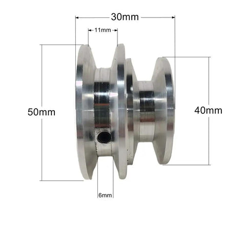 Aluminum Alloy Double Groove Pulley 40 To 50mm For 8 To 20mm Fixed Bore V Shape Timing Belt Or O Type Belt Motor Shaft Drive 10mm Bore